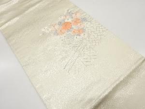 板垣に菊・秋草模様　刺繍　名古屋帯